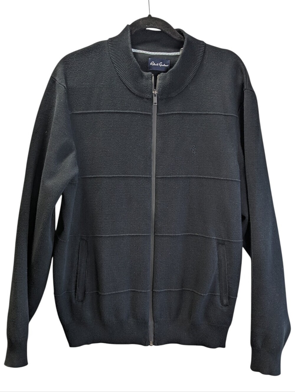 Robert Graham Black Full-Zip Men’s Sweater Jacket Size XL Flaw